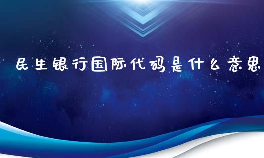 民生银行国际代码是什么意思_https://m.fansifence.com_公募基金_第1张