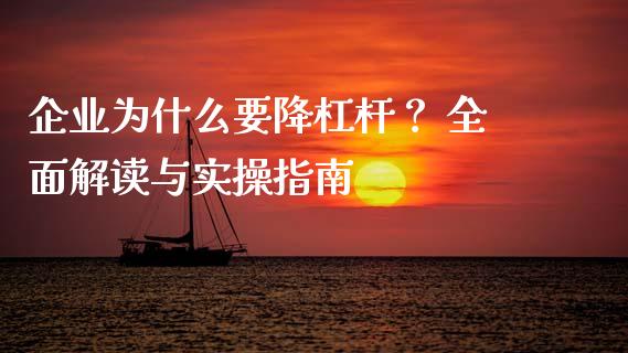 企业为什么要降杠杆？ 全面解读与实操指南_https://m.fansifence.com_贵金属行情_第1张