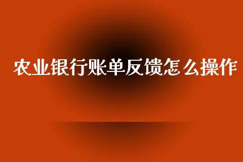 农业银行账单反馈怎么操作_https://m.fansifence.com_公募基金_第1张