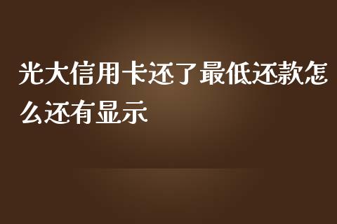 光大信用卡还了最低还款怎么还有显示_https://m.fansifence.com_公募基金_第1张