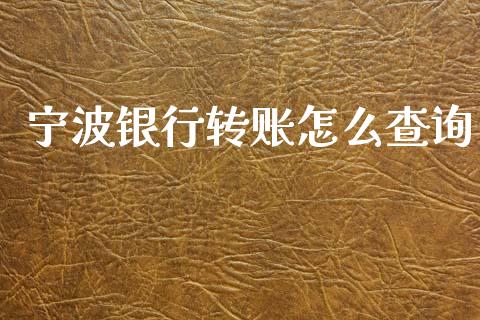 宁波银行转账怎么查询_https://m.fansifence.com_公募基金_第1张