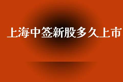 上海中签新股多久上市_https://m.fansifence.com_消费金融_第1张