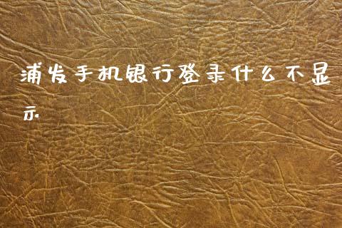 浦发手机银行登录什么不显示_https://m.fansifence.com_个股行情_第1张