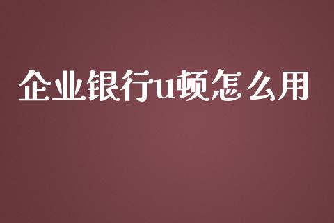 企业银行u顿怎么用_https://m.fansifence.com_公募基金_第1张