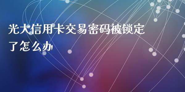 光大信用卡交易密码被锁定了怎么办_https://m.fansifence.com_消费金融_第1张