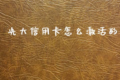 光大信用卡怎么激活的_https://m.fansifence.com_公募基金_第1张