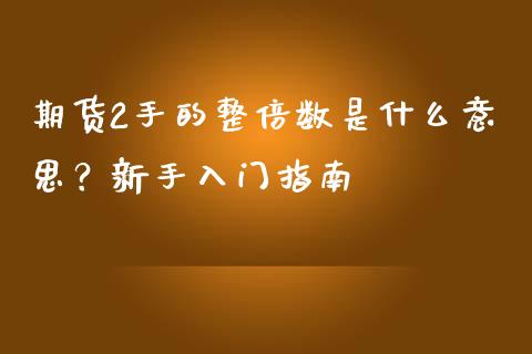 期货2手的整倍数是什么意思？新手入门指南_https://m.fansifence.com_个股行情_第1张
