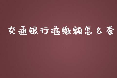 交通银行溢缴额怎么查_https://m.fansifence.com_公募基金_第1张