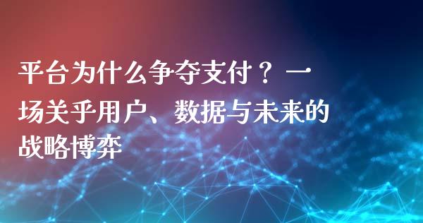 平台为什么争夺支付？ 一场关乎用户、数据与未来的战略博弈_https://m.fansifence.com_贵金属行情_第1张