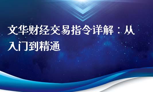 文华财经交易指令详解：从入门到精通_https://m.fansifence.com_个股行情_第1张