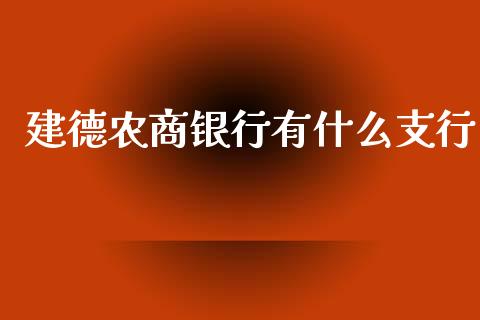 建德农商银行有什么支行_https://m.fansifence.com_个股行情_第1张