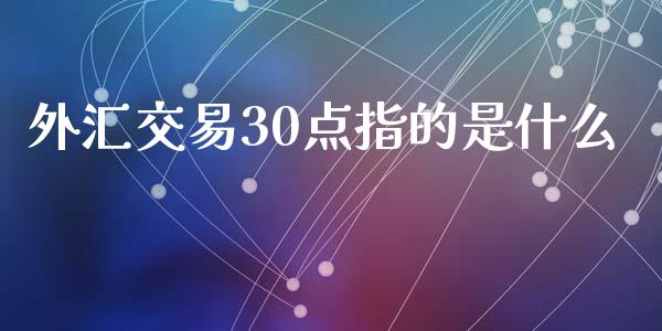 外汇交易30点指的是什么_https://m.fansifence.com_公募基金_第1张