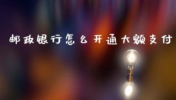 邮政银行怎么开通大额支付_https://m.fansifence.com_贵金属行情_第1张