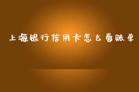 上海银行信用卡怎么看账单_https://m.fansifence.com_贵金属行情_第1张