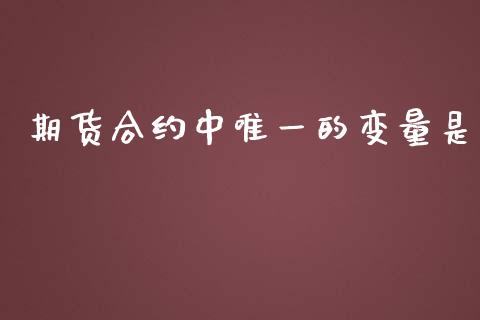 期货合约中唯一的变量是_https://m.fansifence.com_消费金融_第1张