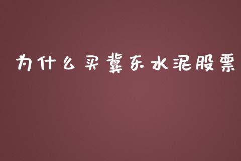 为什么买冀东水泥股票_https://m.fansifence.com_公募基金_第1张