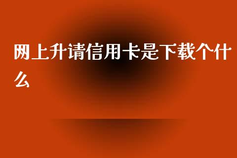 网上升请信用卡是下载个什么_https://m.fansifence.com_消费金融_第1张