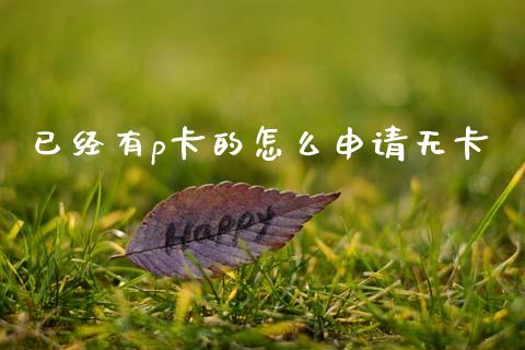 已经有p卡的怎么申请无卡_https://m.fansifence.com_贵金属行情_第1张