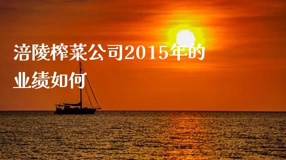 涪陵榨菜公司2015年的业绩如何_https://m.fansifence.com_贵金属行情_第1张