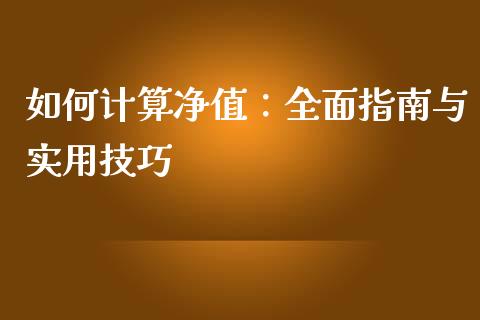 如何计算净值：全面指南与实用技巧_https://m.fansifence.com_消费金融_第1张
