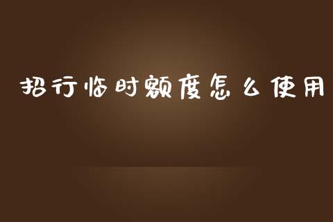 招行临时额度怎么使用_https://m.fansifence.com_消费金融_第1张