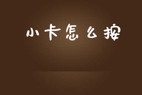 小卡怎么按_https://m.fansifence.com_公募基金_第1张