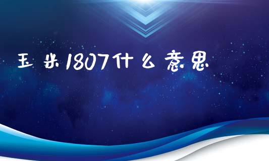 玉米1807什么意思_https://m.fansifence.com_个股行情_第1张