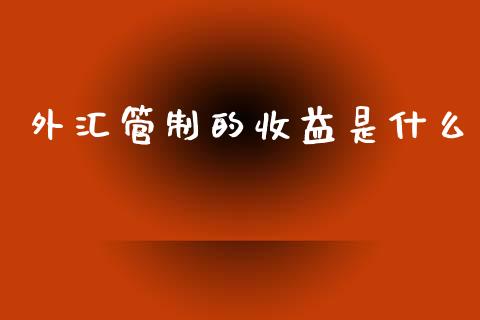 外汇管制的收益是什么_https://m.fansifence.com_个股行情_第1张
