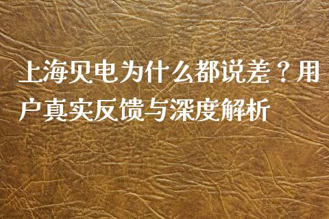 上海贝电为什么都说差？用户真实反馈与深度解析_https://m.fansifence.com_贵金属行情_第1张