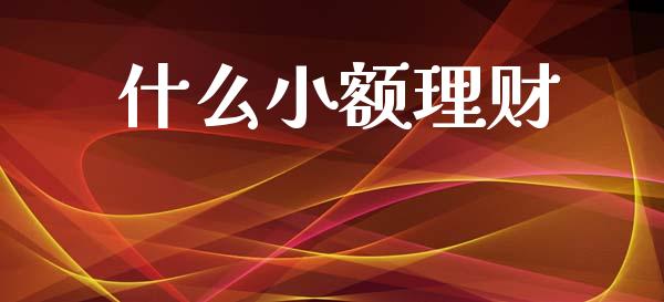 什么小额理财_https://m.fansifence.com_个股行情_第1张