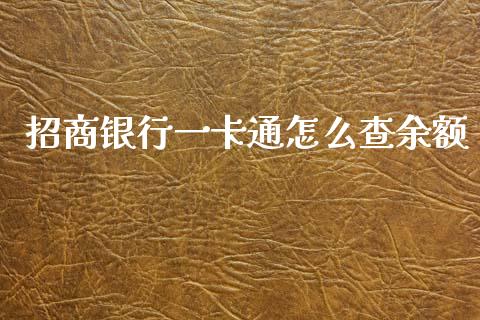 招商银行一卡通怎么查余额_https://m.fansifence.com_个股行情_第1张