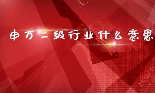 申万二级行业什么意思_https://m.fansifence.com_个股行情_第1张