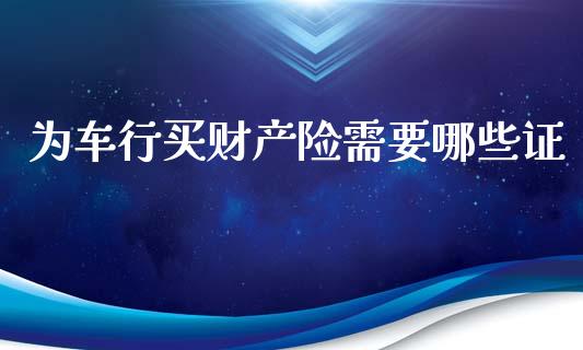 为车行买财产险需要哪些证_https://m.fansifence.com_消费金融_第1张