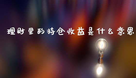理财里的持仓收益是什么意思_https://m.fansifence.com_公募基金_第1张