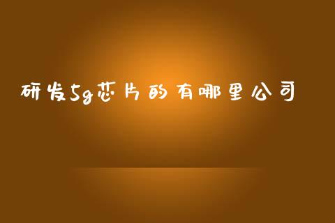 研发5g芯片的有哪里公司_https://m.fansifence.com_贵金属行情_第1张