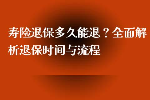寿险退保多久能退？全面解析退保时间与流程_https://m.fansifence.com_个股行情_第1张