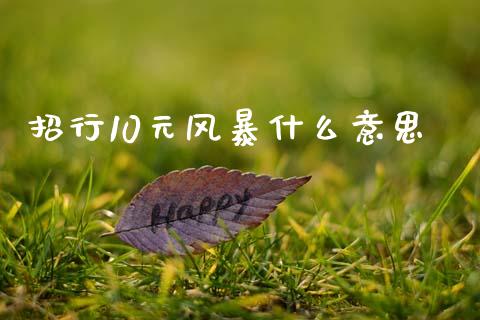 招行10元风暴什么意思_https://m.fansifence.com_贵金属行情_第1张