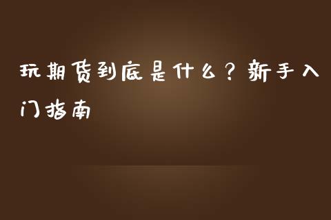 玩期货到底是什么？新手入门指南_https://m.fansifence.com_消费金融_第1张