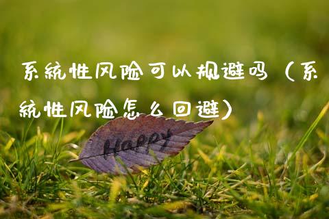 系统性风险可以规避吗（系统性风险怎么回避）_https://m.fansifence.com_贵金属行情_第1张