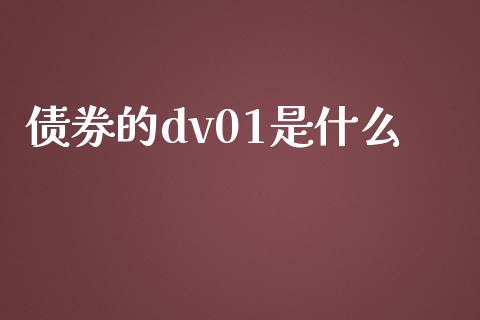 债券的dv01是什么_https://m.fansifence.com_个股行情_第1张