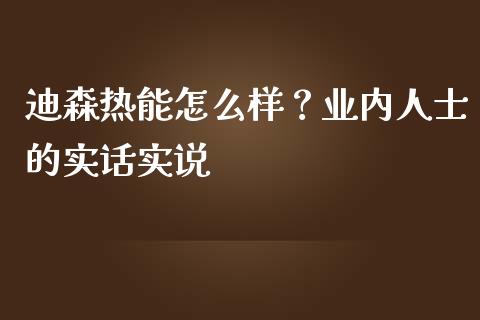 迪森热能怎么样？业内人士的实话实说_https://m.fansifence.com_公募基金_第1张