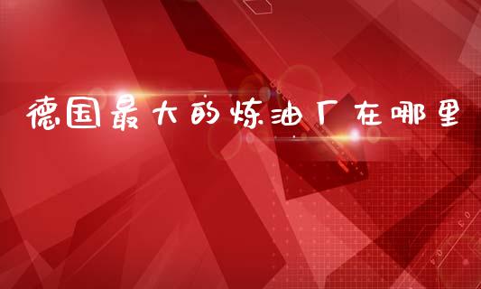 德国最大的炼油厂在哪里_https://m.fansifence.com_个股行情_第1张