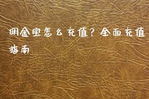佣金宝怎么充值？全面充值指南_https://m.fansifence.com_公募基金_第1张