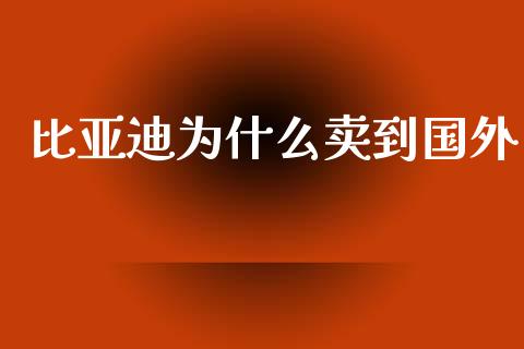 比亚迪为什么卖到国外_https://m.fansifence.com_贵金属行情_第1张