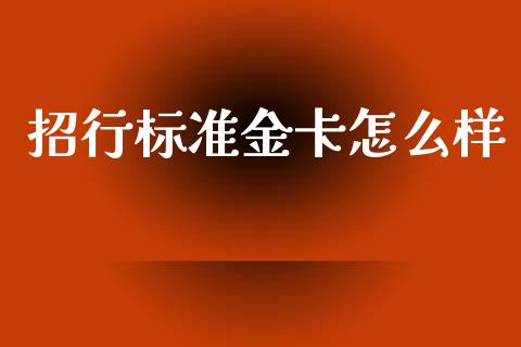 招行标准金卡怎么样_https://m.fansifence.com_个股行情_第1张