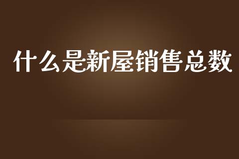 什么是新屋销售总数_https://m.fansifence.com_消费金融_第1张