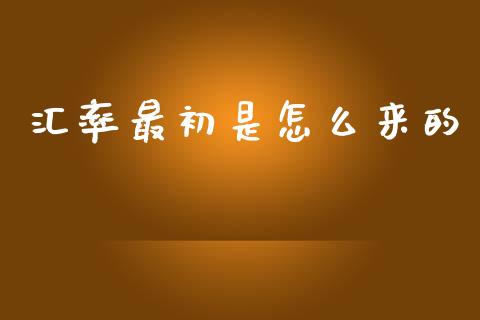 汇率最初是怎么来的_https://m.fansifence.com_个股行情_第1张