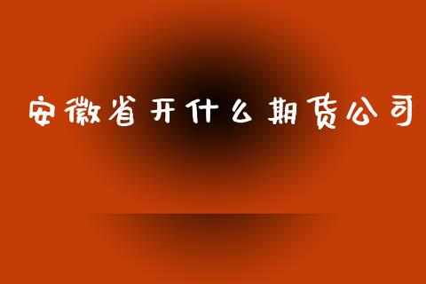 安徽省开什么期货公司_https://m.fansifence.com_消费金融_第1张