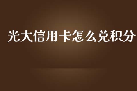 光大信用卡怎么兑积分_https://m.fansifence.com_消费金融_第1张