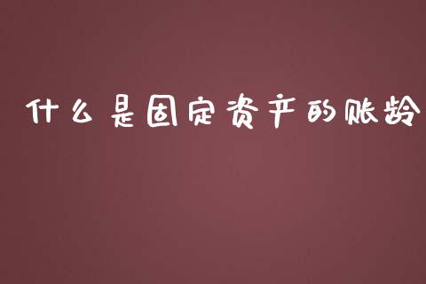 什么是固定资产的账龄_https://m.fansifence.com_贵金属行情_第1张